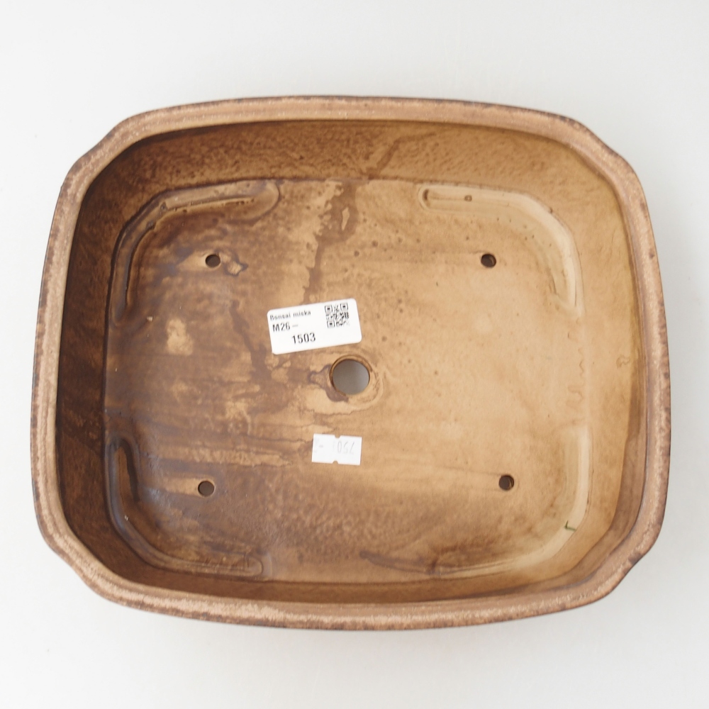 Ceramic bonsai bowl 24,5 x 21,5 x 6,5 cm, colour beige
