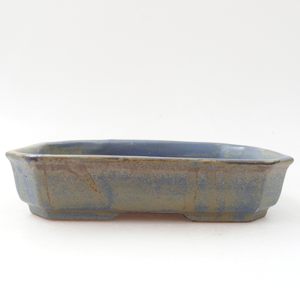 Ceramic bonsai bowl 19 x 13,5 x 4 cm, color blue