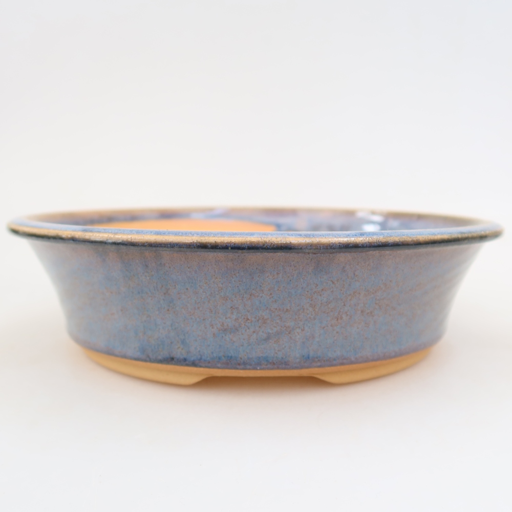 Ceramic bonsai pot, 23.5 x 23.5 x 6 cm, blue