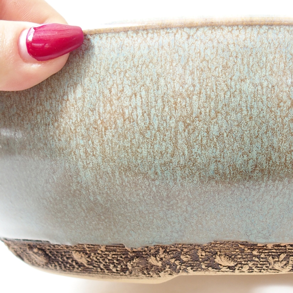 Ceramic bonsai bowl 27 x 27 x 7,5 cm, color green
