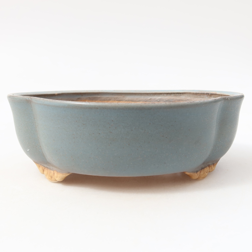 Ceramic bonsai pot, 17.5 x 15.5 x 5.5 cm, blue