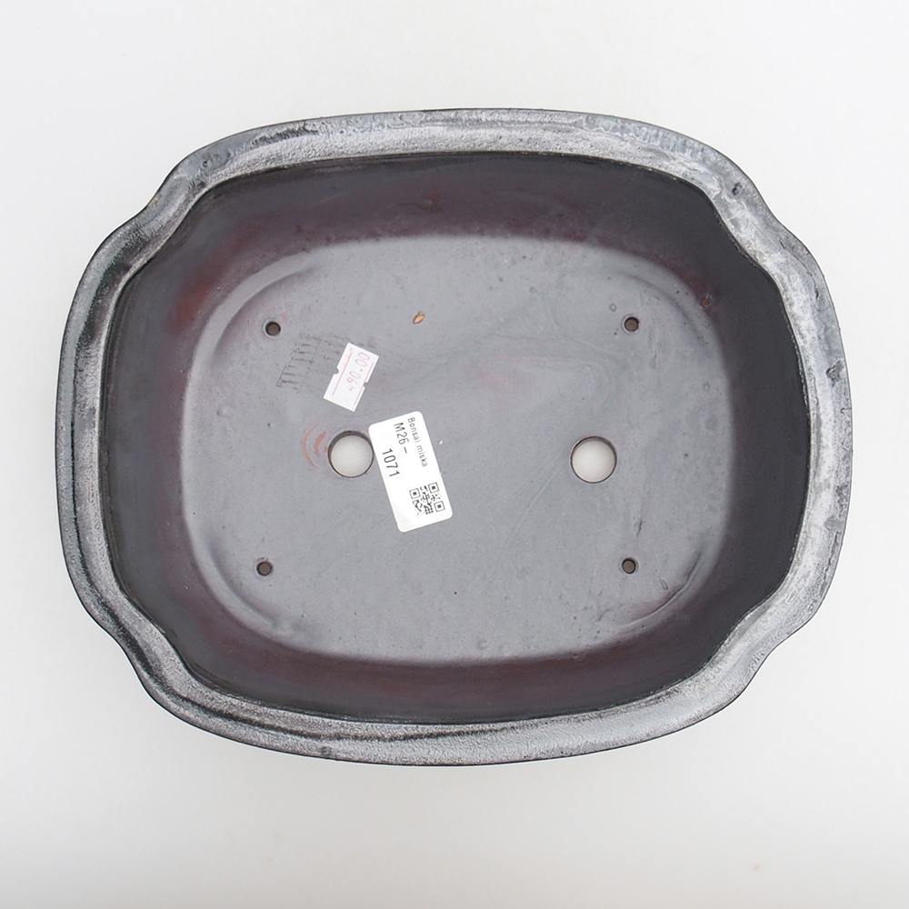 Ceramic bonsai bowl 24 x 19,5 x 7 cm, metal colour