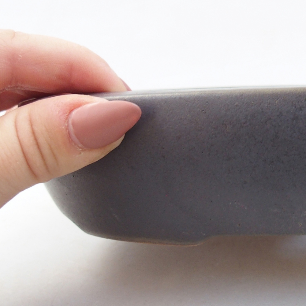 Ceramic bonsai bowl 22 x 16,5 x 4,5 cm, grey