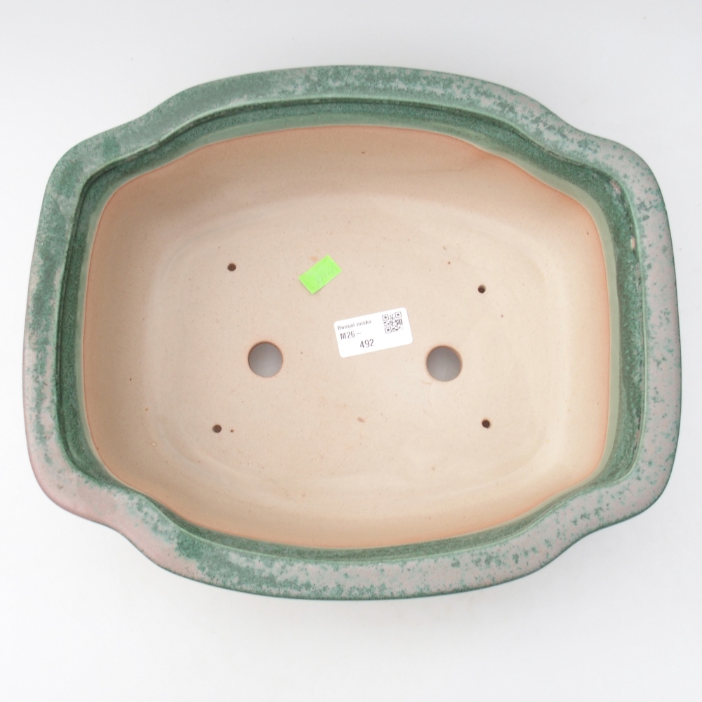Ceramic bonsai bowl 30 x 25 x 10 cm, green