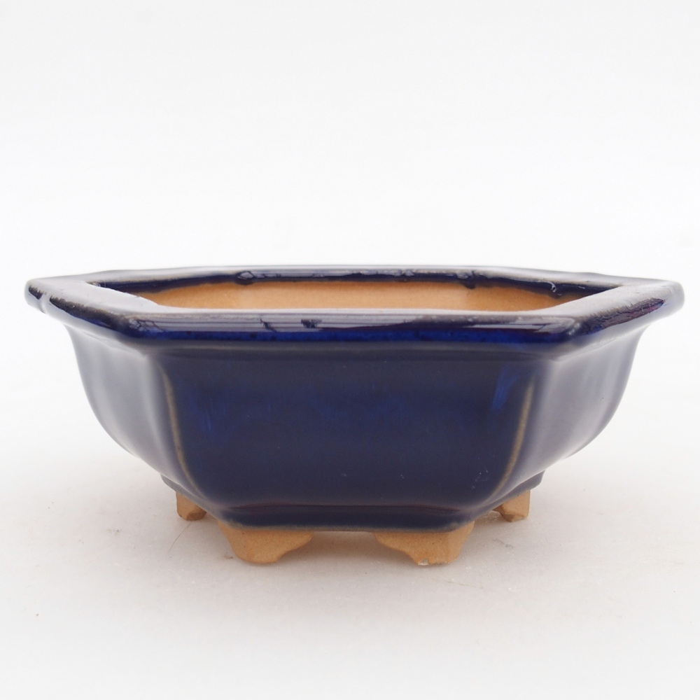 Ceramic bonsai bowl 12 x 10,5 x 4,5 cm, colour blue