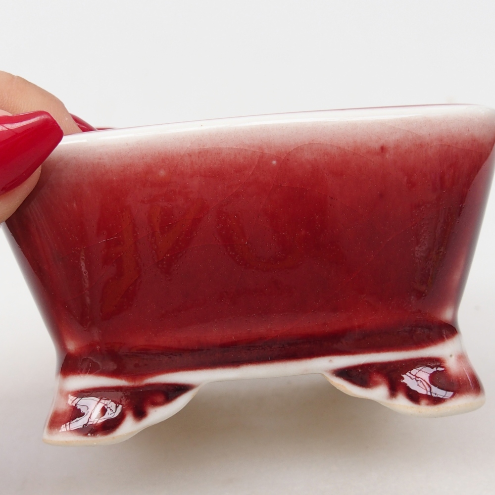 Ceramic bonsai bowl 9,5 x 9,5 x 5 cm, colour red
