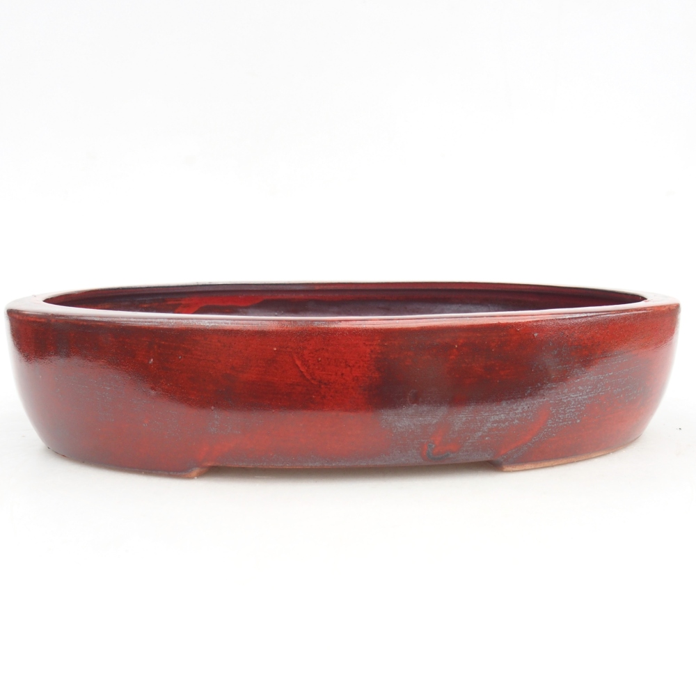 Ceramic bonsai bowl 27 x 21 x 5 cm, colour red