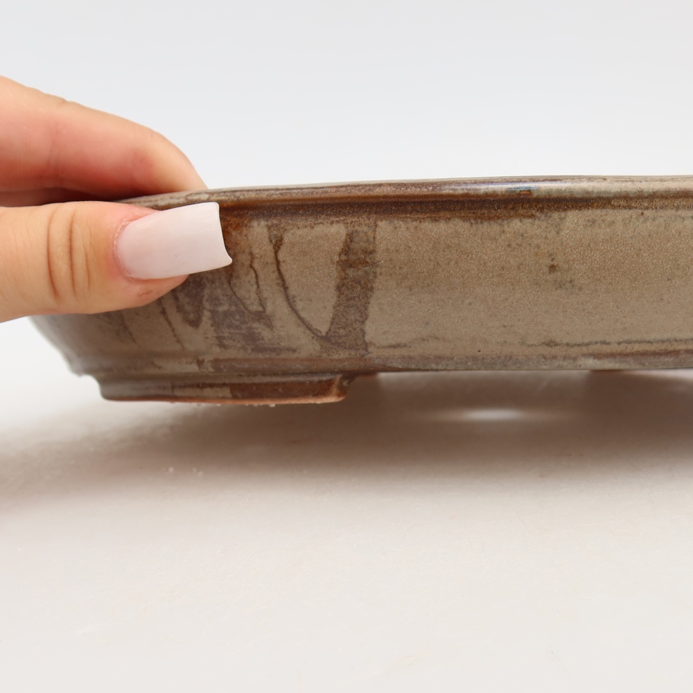 Ceramic bonsai bowl 24,5 x 20 x 4 cm, brown