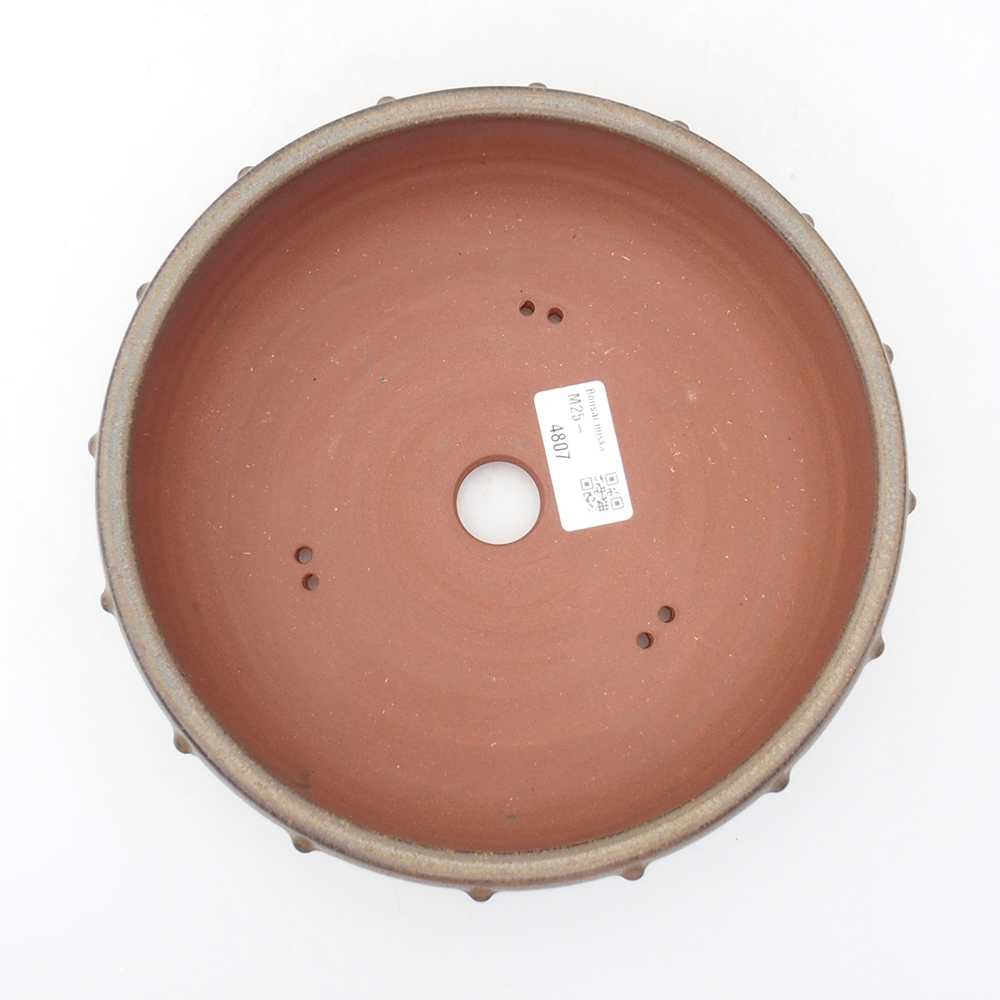 Ceramic bonsai bowl 19,5 x 19,5 x 6,5 cm, brown color