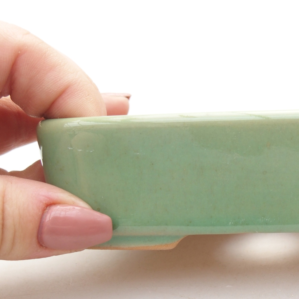 Ceramic bonsai bowl 12,5 x 9 x 3,5 cm, green
