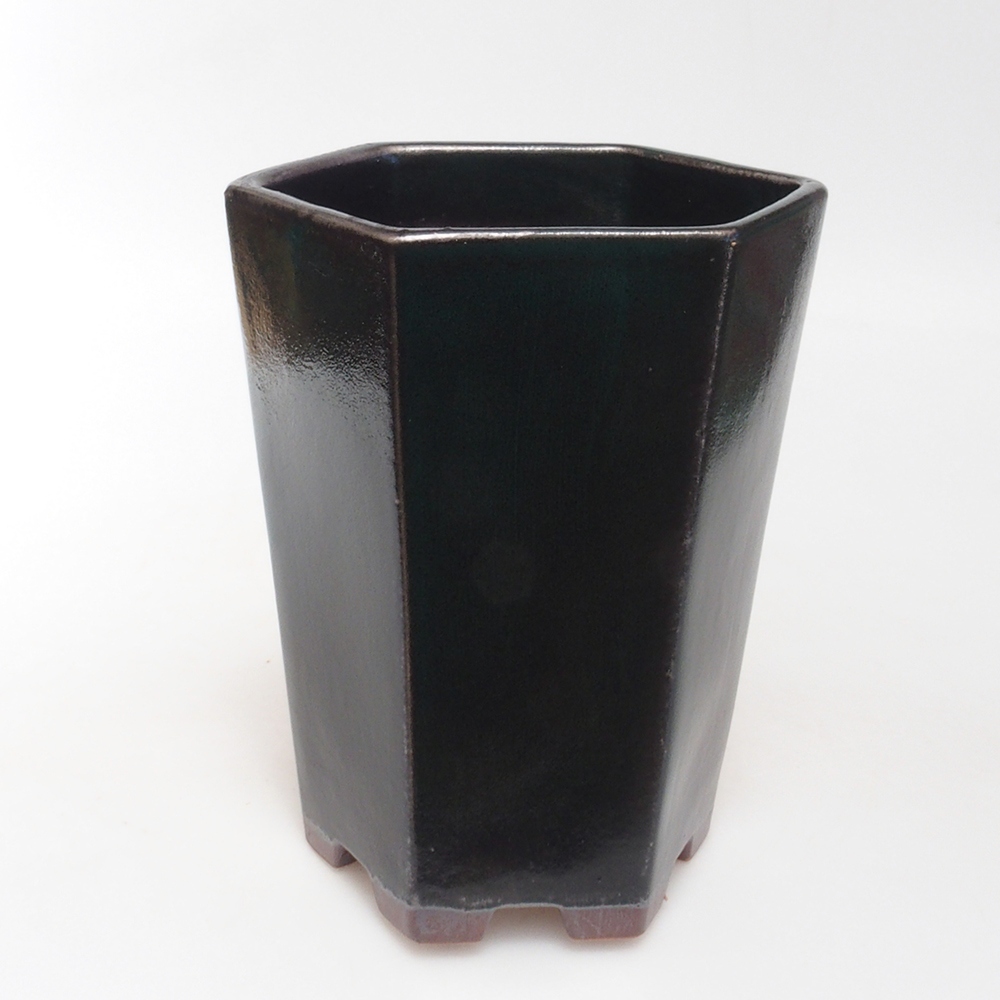 Ceramic bonsai bowl 13 x 12 x 16,5 cm, color green
