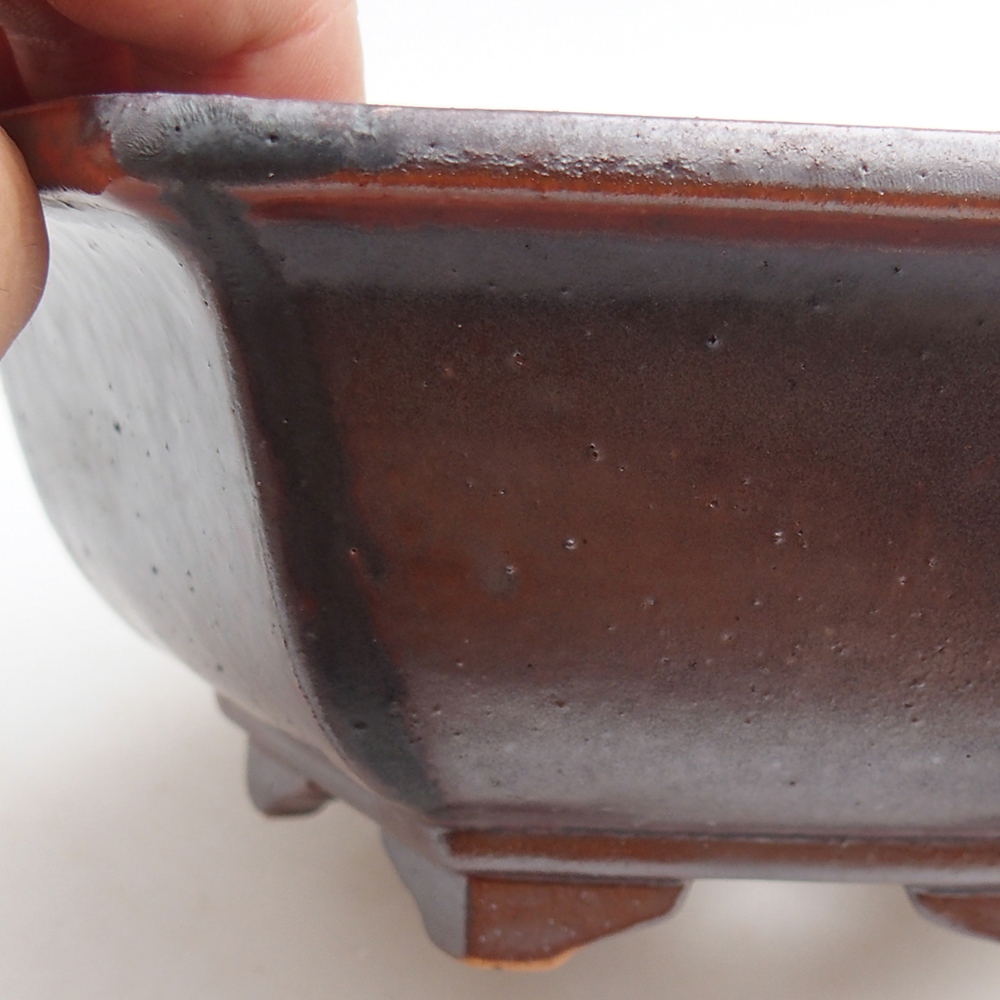 Ceramic bonsai bowl 21 x 18 x 7,5 cm, metallic black