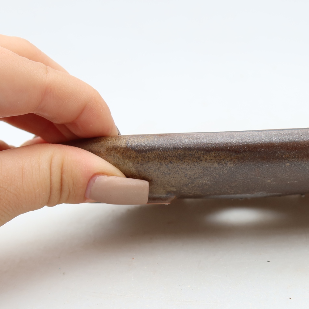 Ceramic bonsai pot, 17 x 12 x 2.5 cm, brown