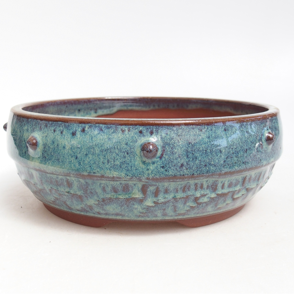 Ceramic bonsai bowl 17 x 17 x 6 cm, colour blue