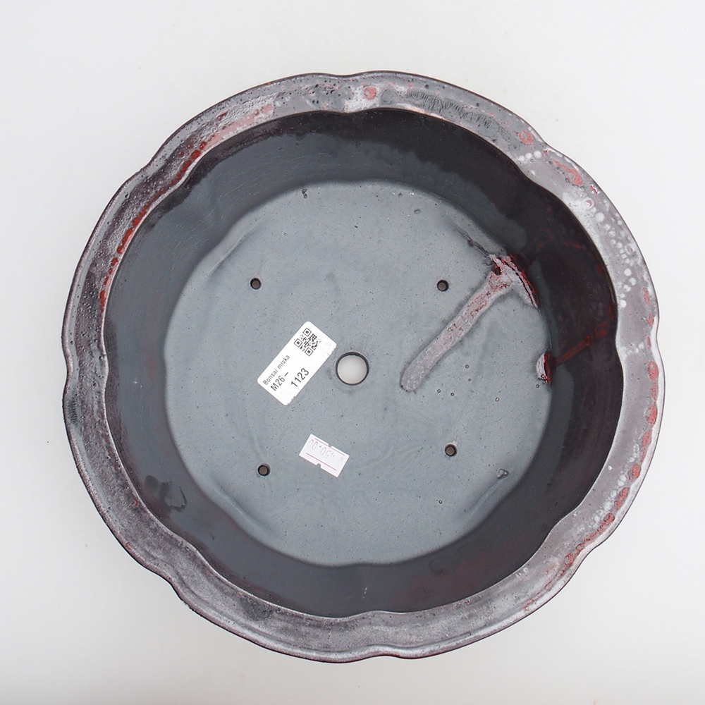 Ceramic bonsai bowl 26 x 26 x 8 cm, red-black