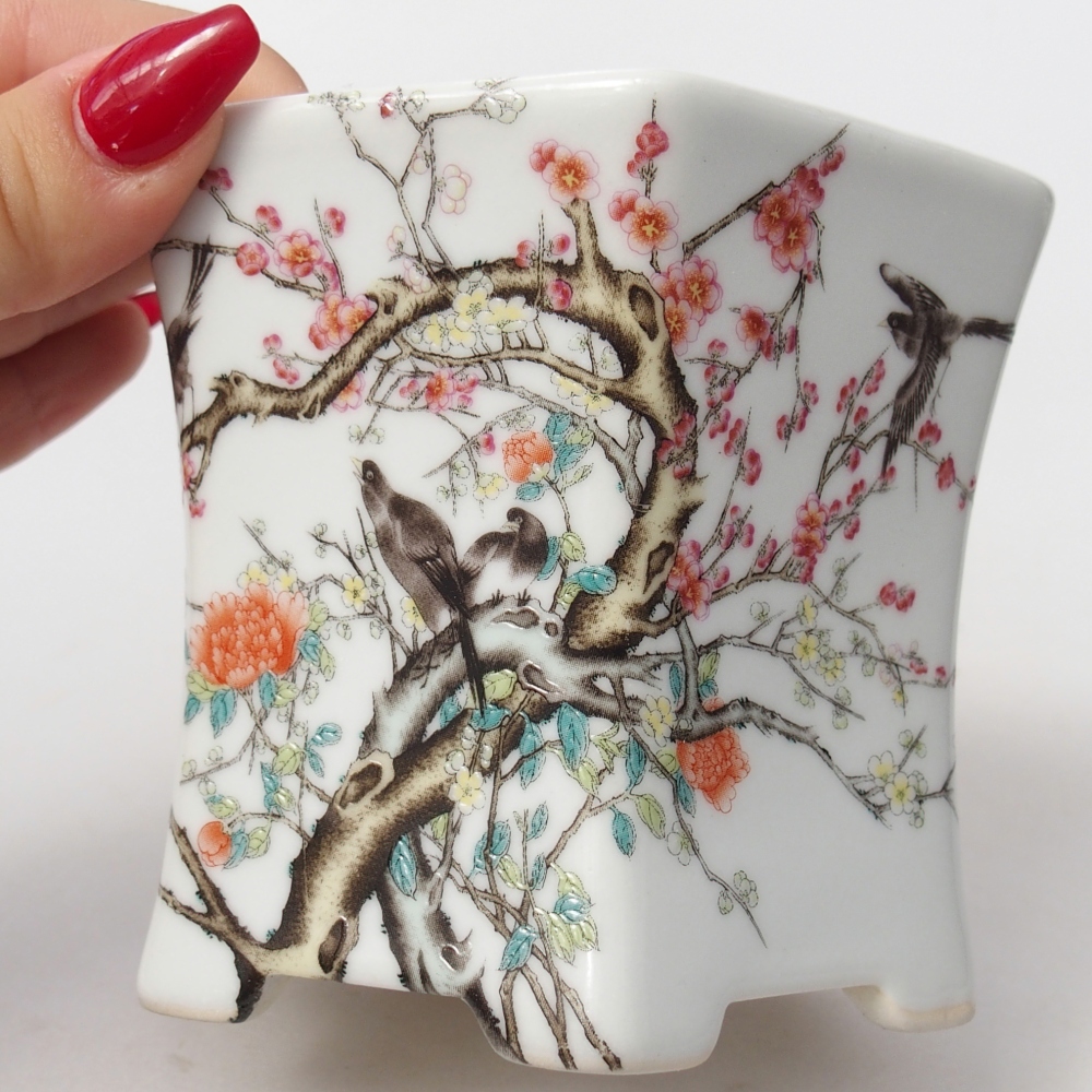 Ceramic bonsai bowl 10,5 x 9,5 x 9 cm, colour white