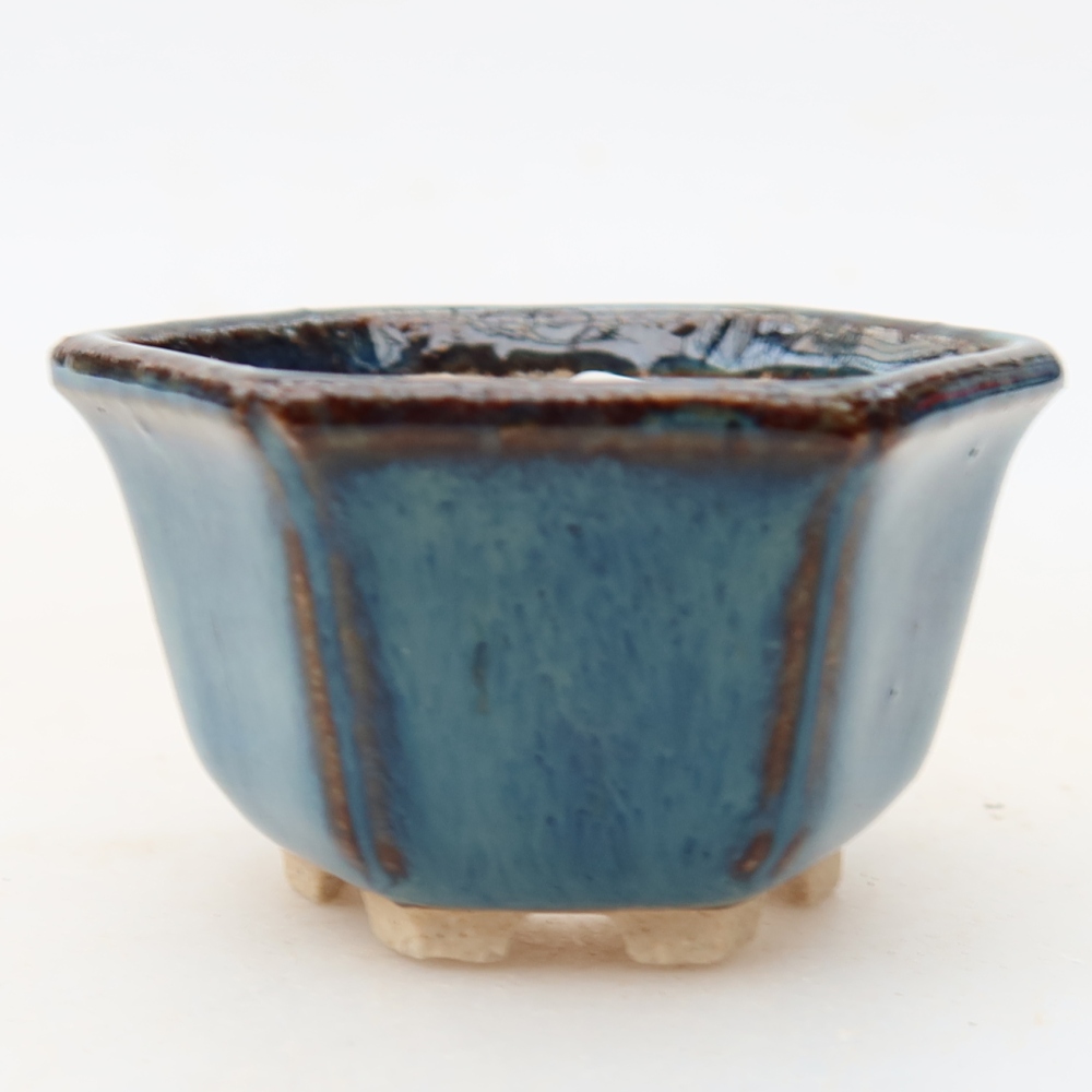 Ceramic bonsai pot, 5.5 x 5 x 3 cm, blue