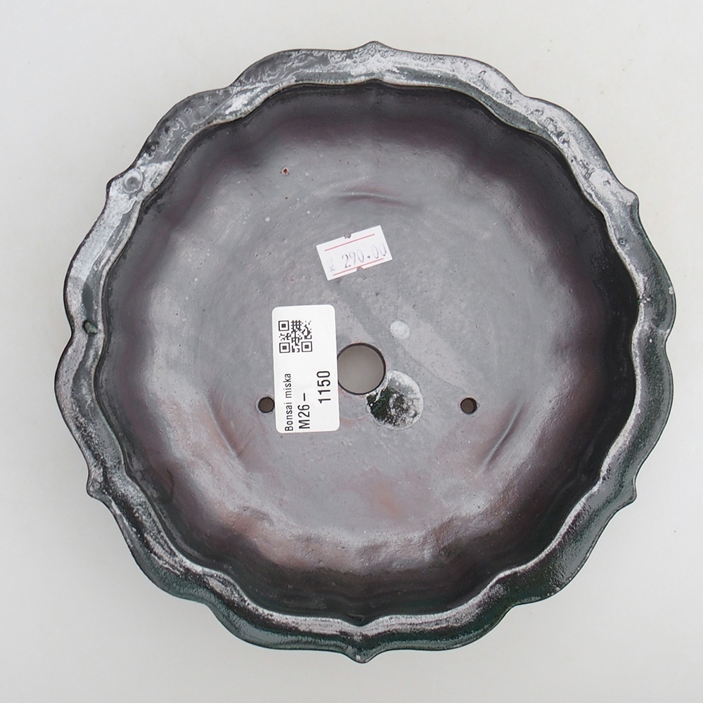 Ceramic bonsai bowl 18 x 18 x 4,5 cm, green