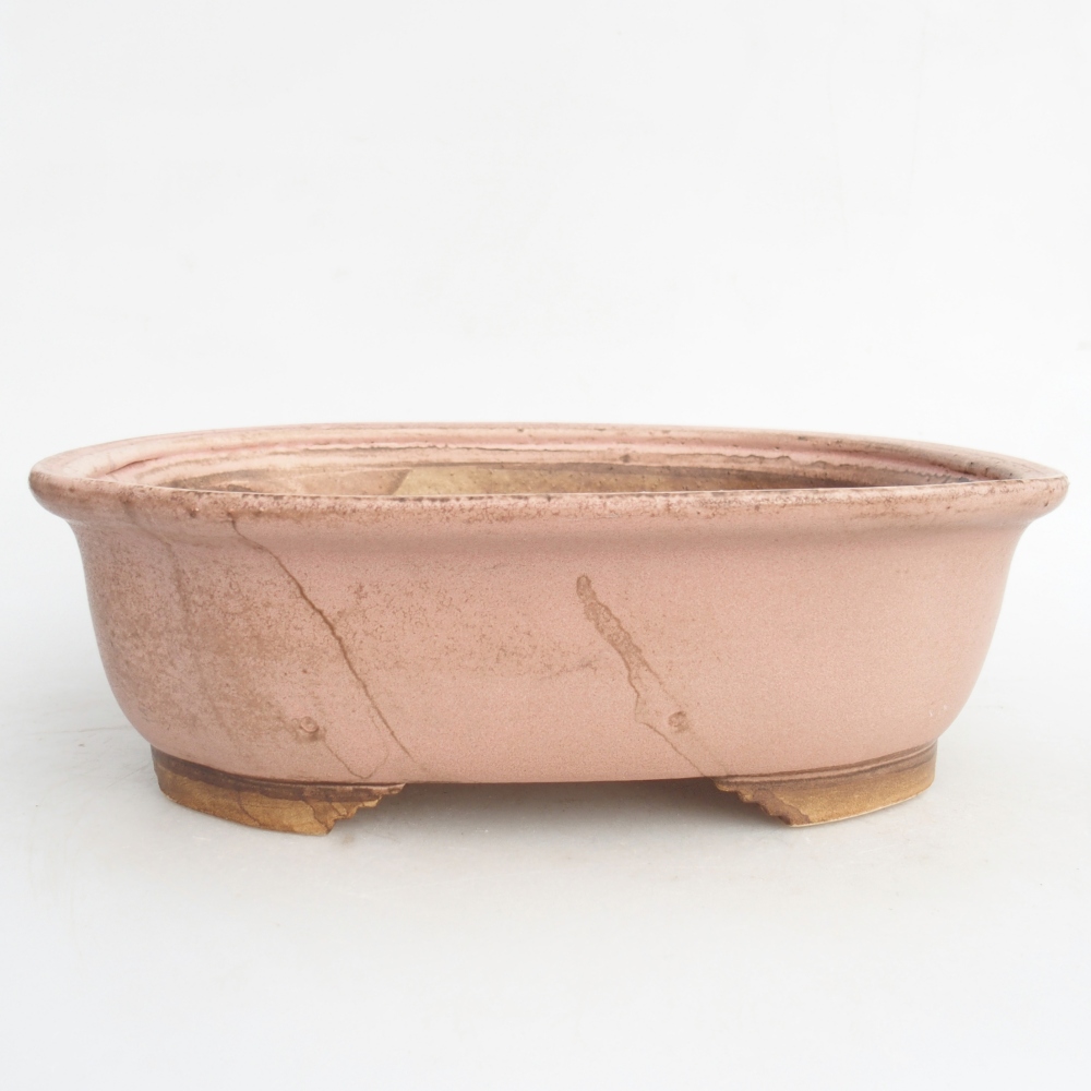 Ceramic bonsai bowl 25,5 x 21,5 x 8 cm, pink