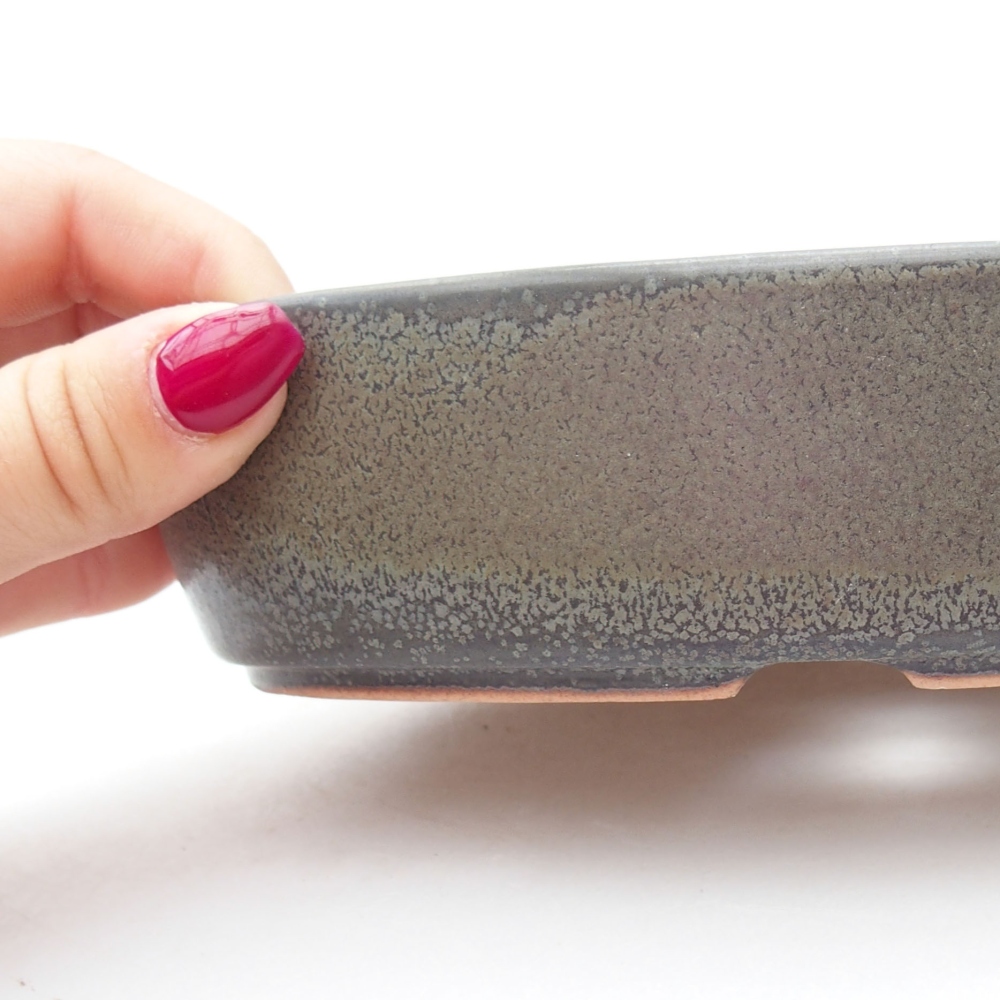 Ceramic bonsai bowl  18,5 x 13,5 x 4,5 cm, color gray