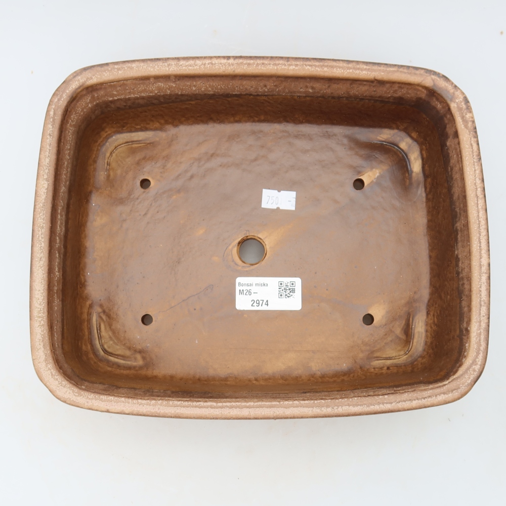 Ceramic bonsai pot, 25 x 20.5 x 7.5 cm, pink