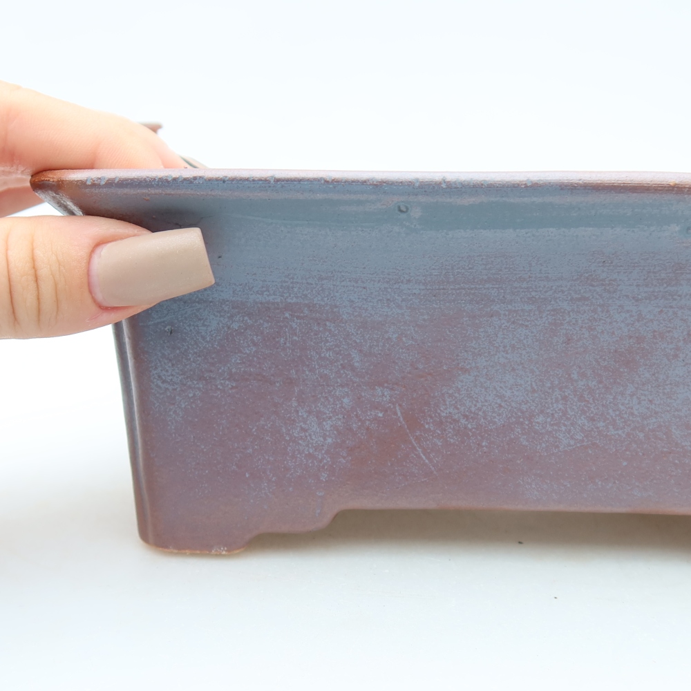 Ceramic bonsai pot, 18 x 13.5 x 7.5 cm, metallic color