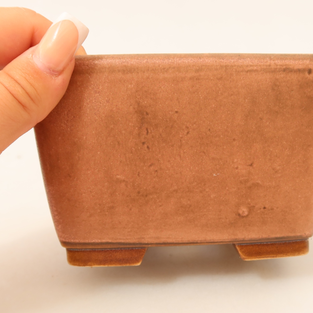 Ceramic bonsai pot, 13 x 13 x 8 cm, pink