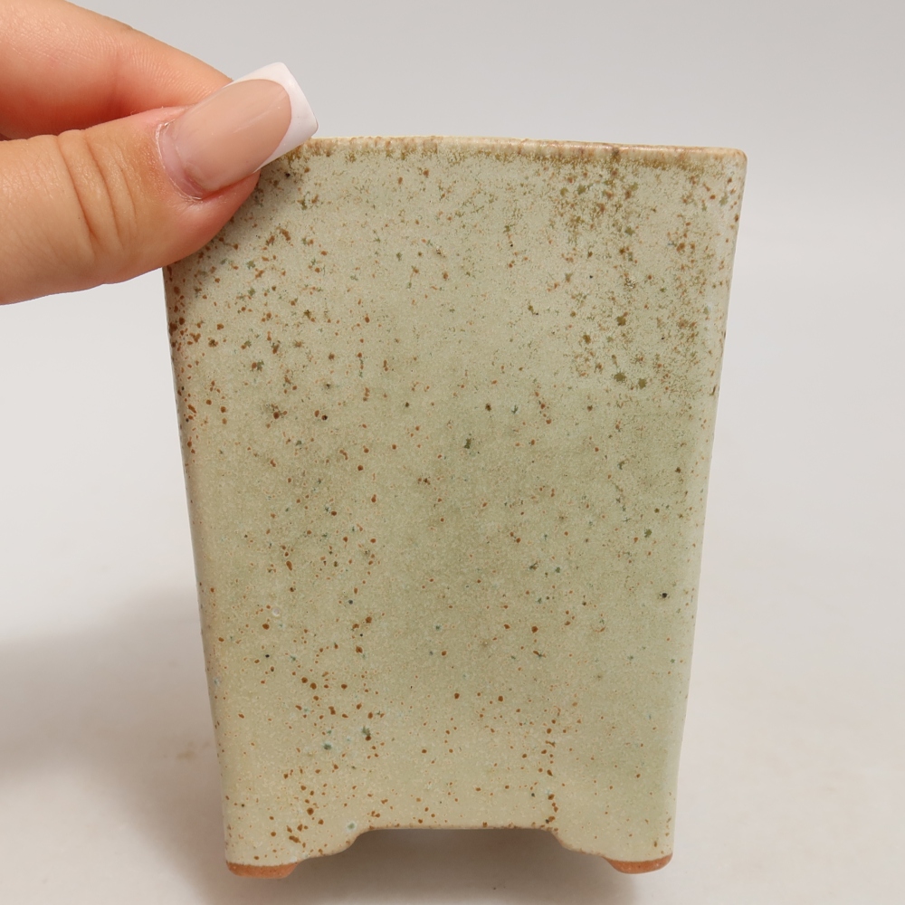 Ceramic bonsai pot, 9 x 9 x 11 cm, green