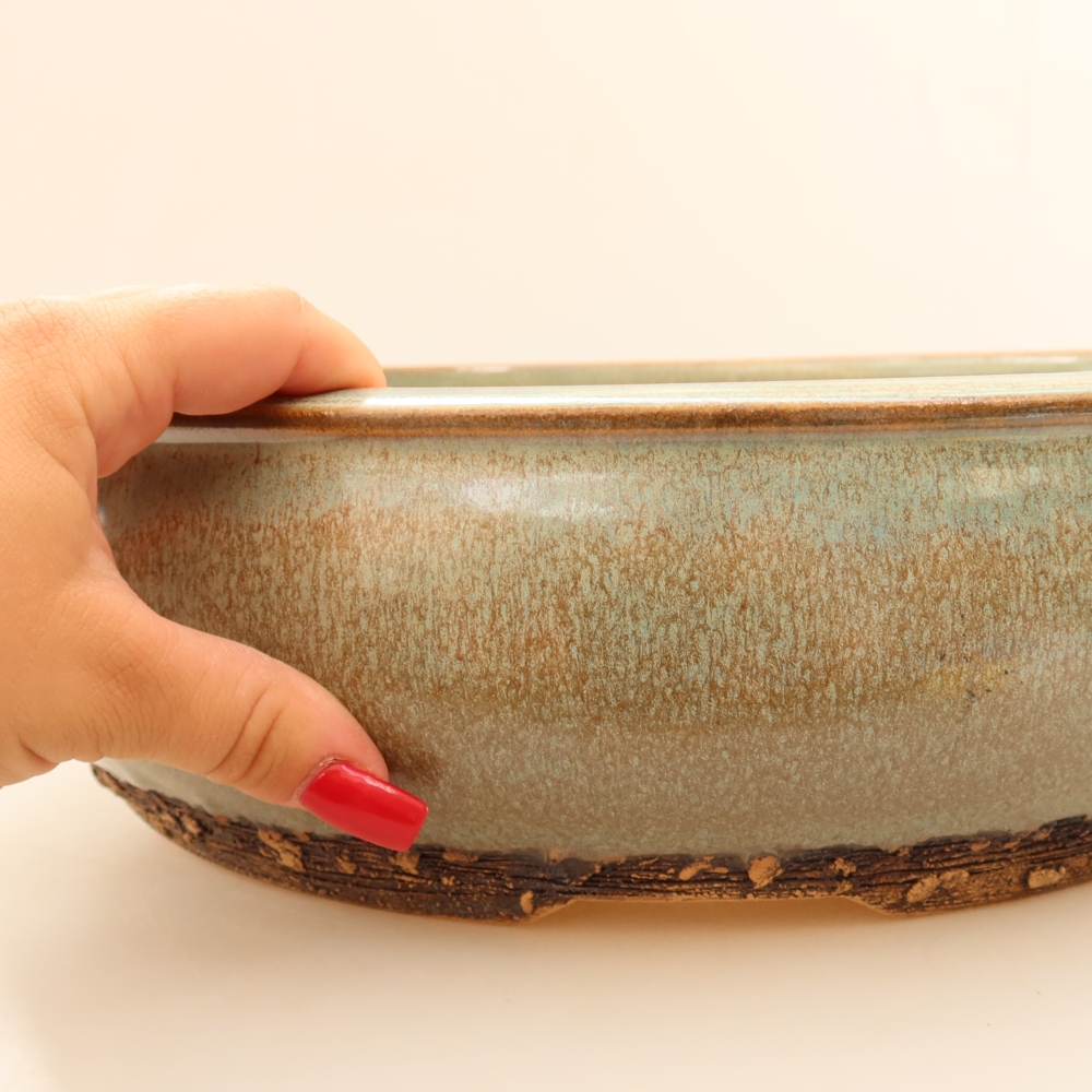 Ceramic bonsai pot, 32.5 x 32.5 x 9 cm, green - IN-STORE PICKUP ONLY or pallet shipping
