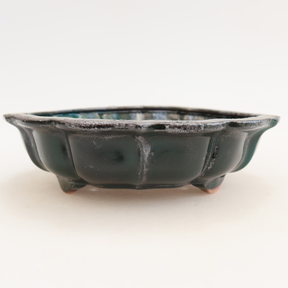 Ceramic bonsai pot, 18.5 x 18.5 x 5 cm, green
