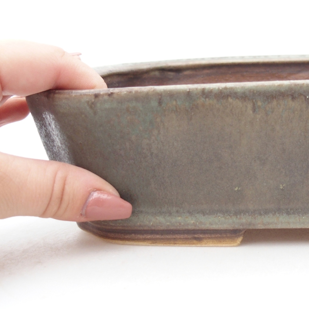 Ceramic bonsai bowl 25 x 21,5 x 6,5 cm, green