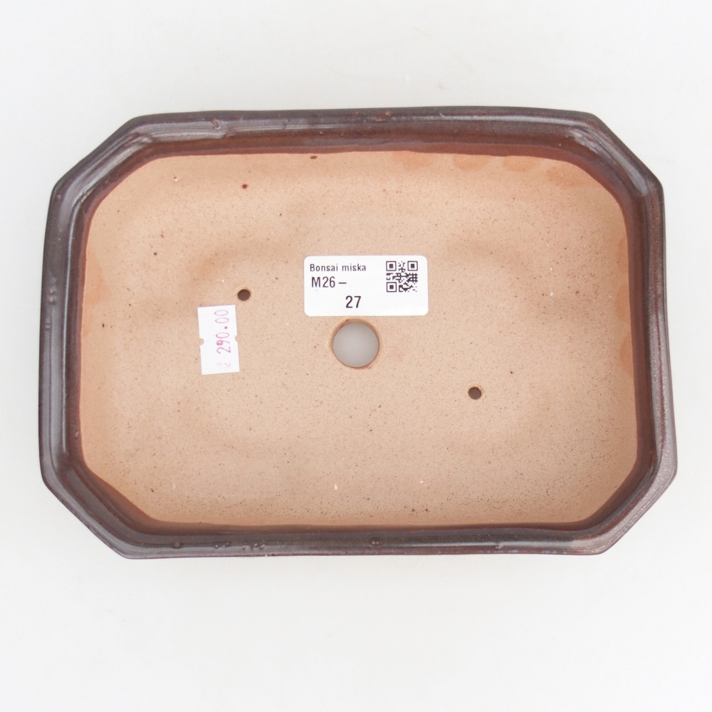 Ceramic bonsai bowl 18,5 x 13,5 x 4,5 cm, brown