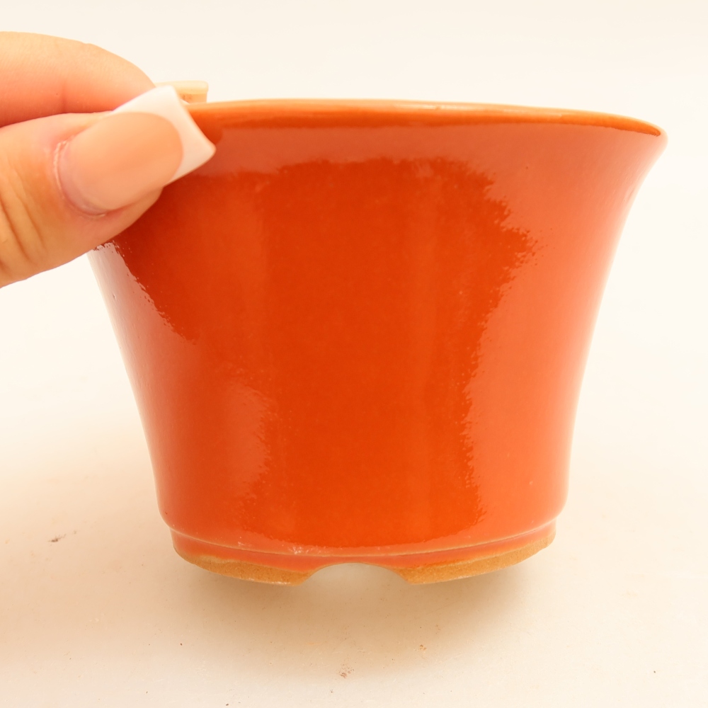 Ceramic bonsai pot, 11 x 11 x 7 cm, orange