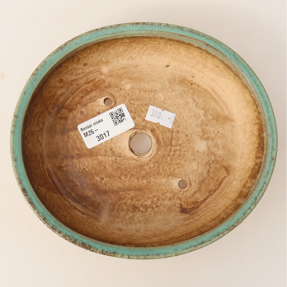 Ceramic bonsai bowl 18,5 x 16,5 x 4,5 cm, green