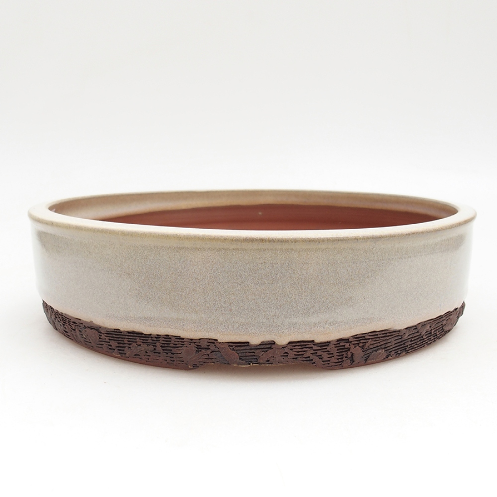 Ceramic bonsai pot 22 x 22 x 5.5 cm, beige