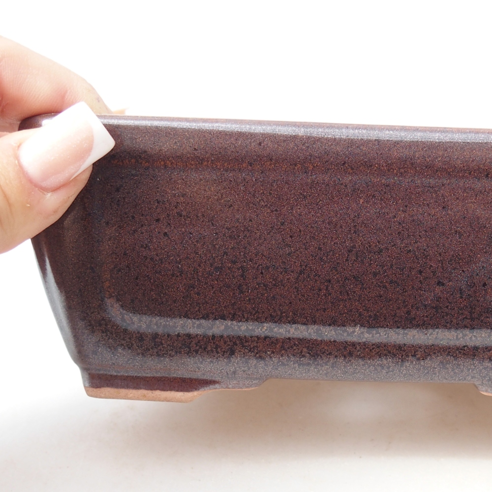Ceramic bonsai bowl 15,5 x 11,5 x 6 cm, brown