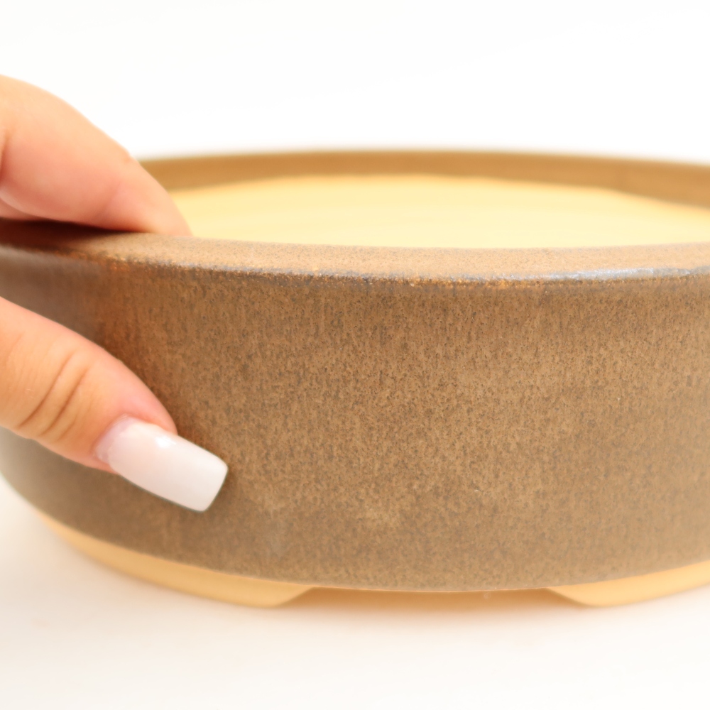 Ceramic bonsai pot, 26 x 26 x 7 cm, brown