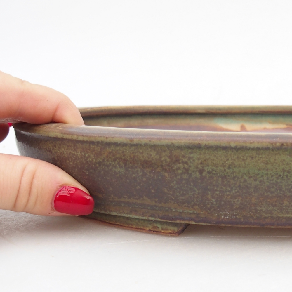 Ceramic bonsai bowl 24 x 20 x 4 cm, green