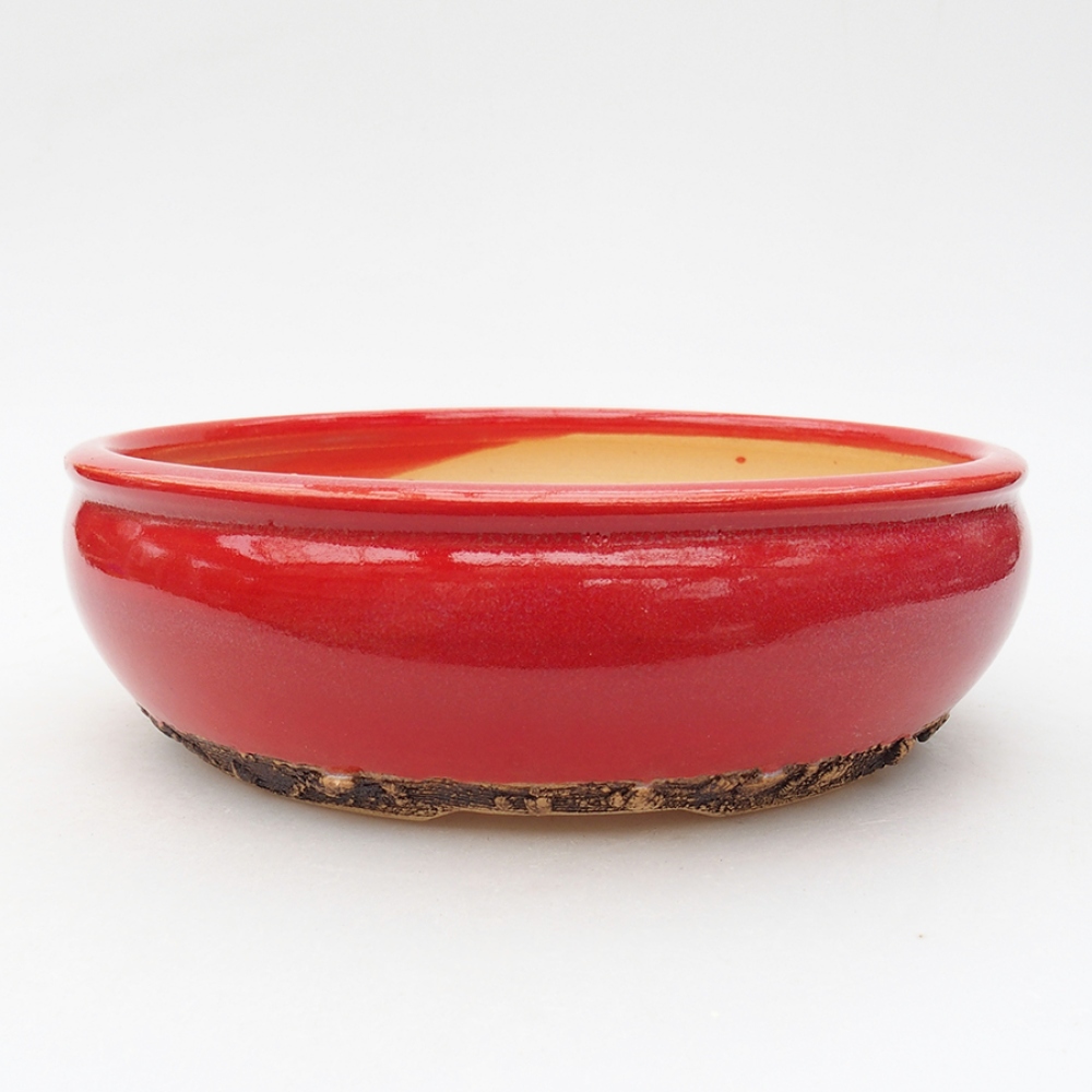 Ceramic bonsai bowl 18,5 x 18,5 x 6 cm, color red