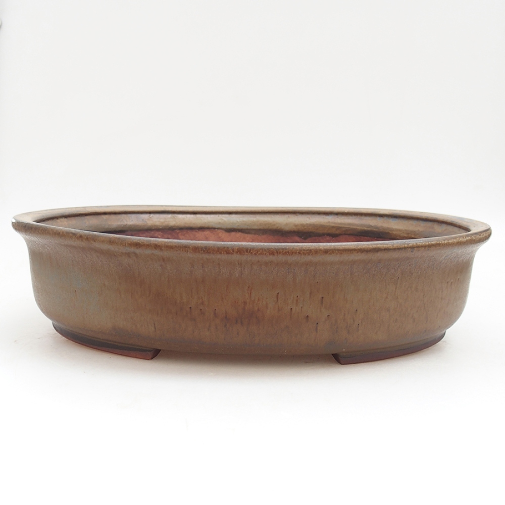 Ceramic bonsai bowl 32,5 x 28,5 x 7,5 cm, color brown