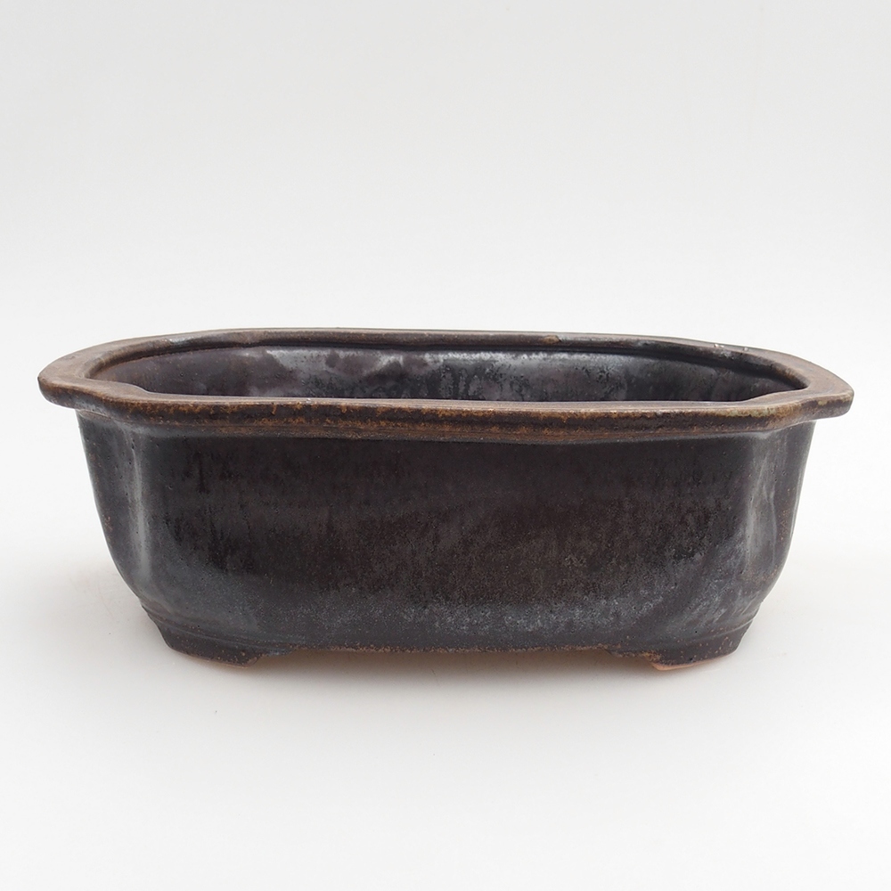 Ceramic bonsai bowl 22 x 16,5 x 7 cm, metal colour
