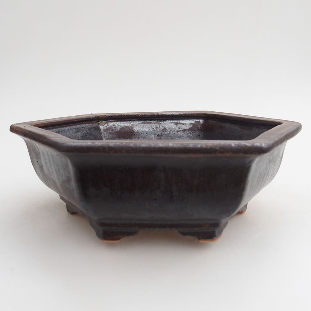 Ceramic bonsai bowl 23 x 21 x 7,5 cm, metal colour