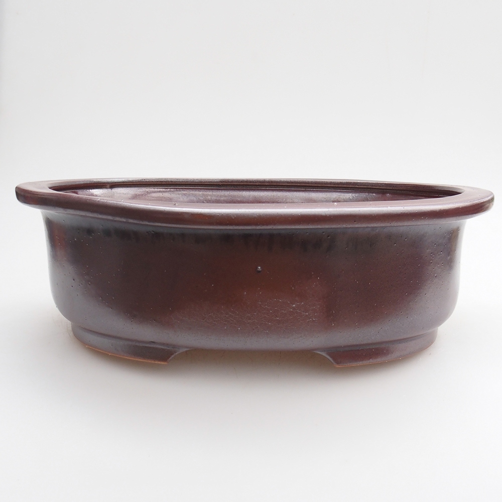 Ceramic bonsai bowl 25 x 20,5 x 8 cm, burgundy