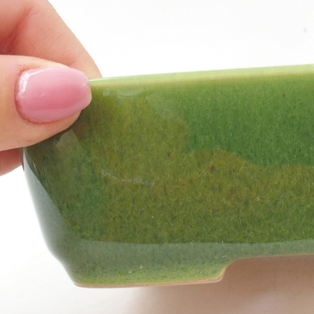Ceramic bonsai bowl 15 x 12 x 4,5 cm, color green