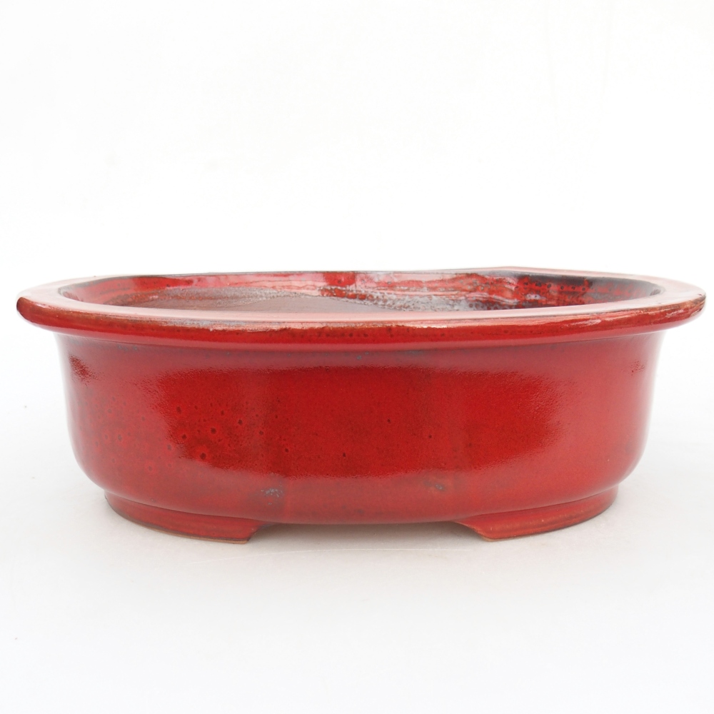 Ceramic bonsai bowl 26 x 22 x 8 cm, colour red
