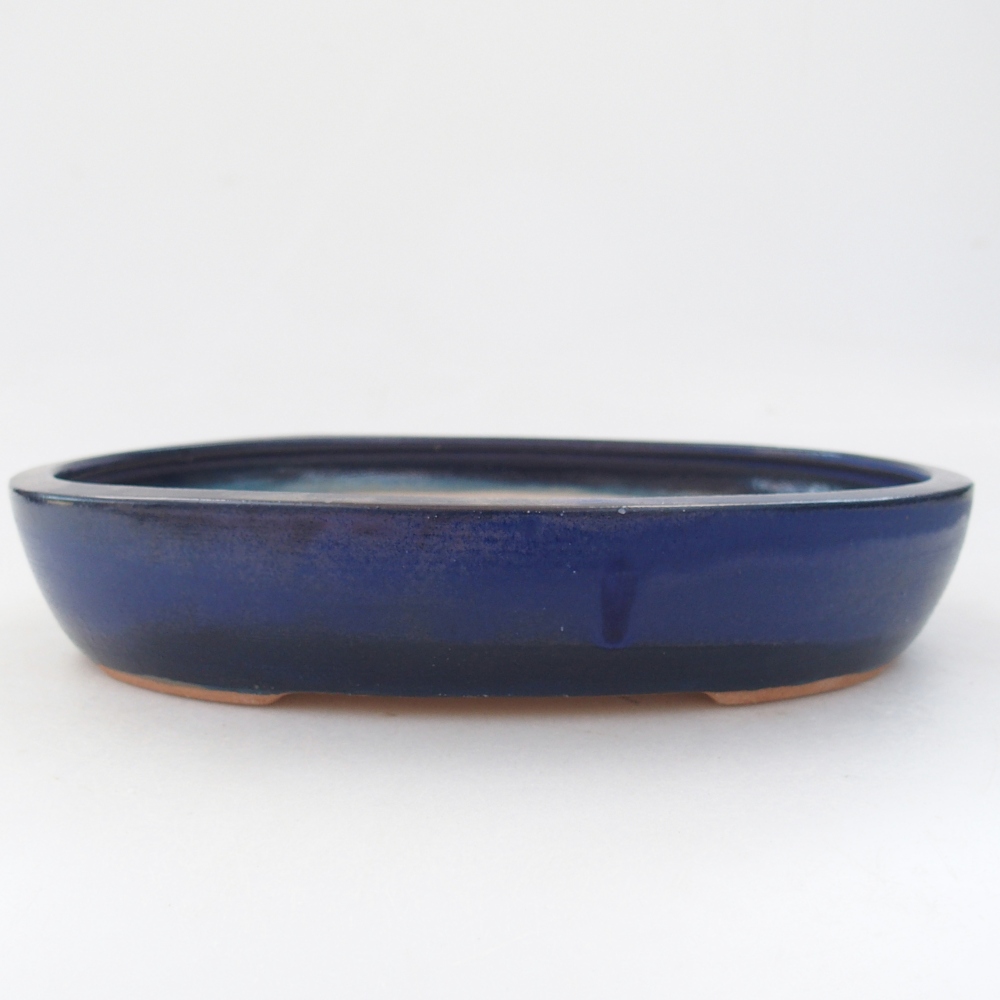 Ceramic bonsai bowl 22 x 16,5 x 4,5 cm, colour blue