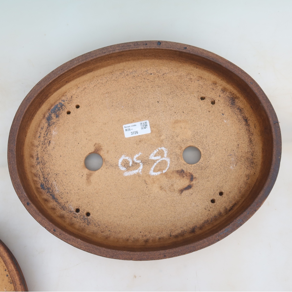 Ceramic bonsai pot, 38 x 30.5 x 7.5 cm, brown