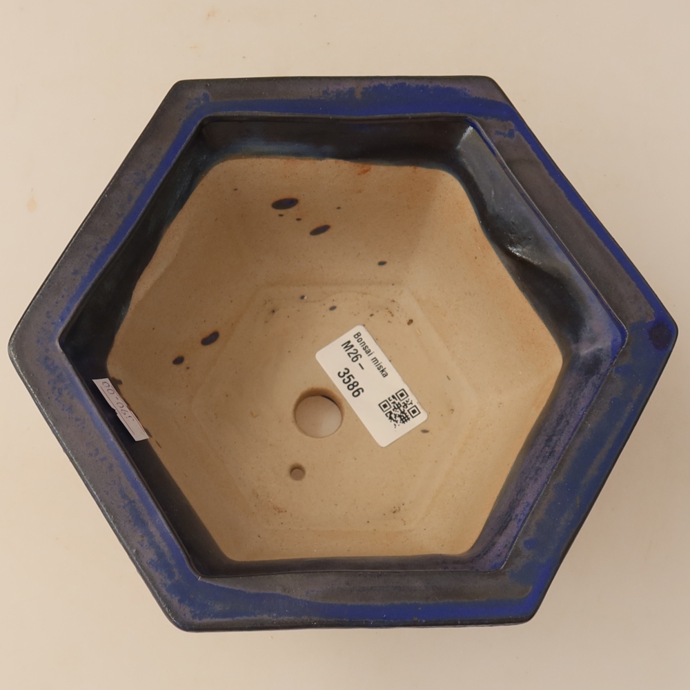 Ceramic bonsai bowl 18,5 x 16,5 x 9 cm, colour blue