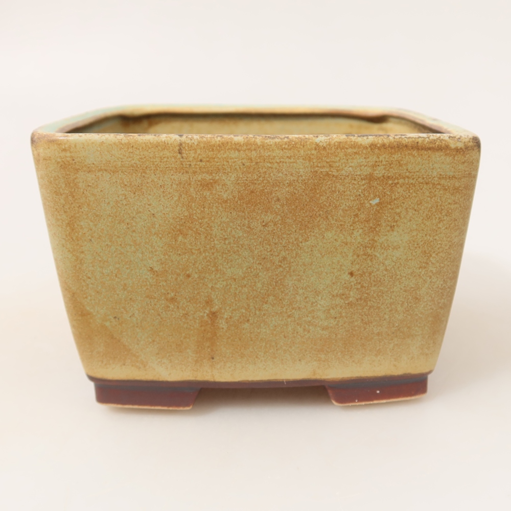 Ceramic bonsai pot, 13 x 13 x 8 cm, green