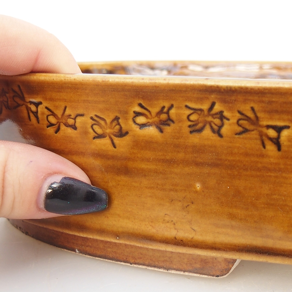 Ceramic bonsai bowl 31 x 23 x 5 cm, brown